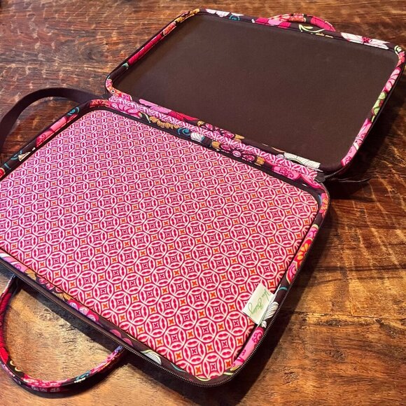 Vera Bradley Firm Quilted Laptop Bag With Floral Design - Picture 8 of 10